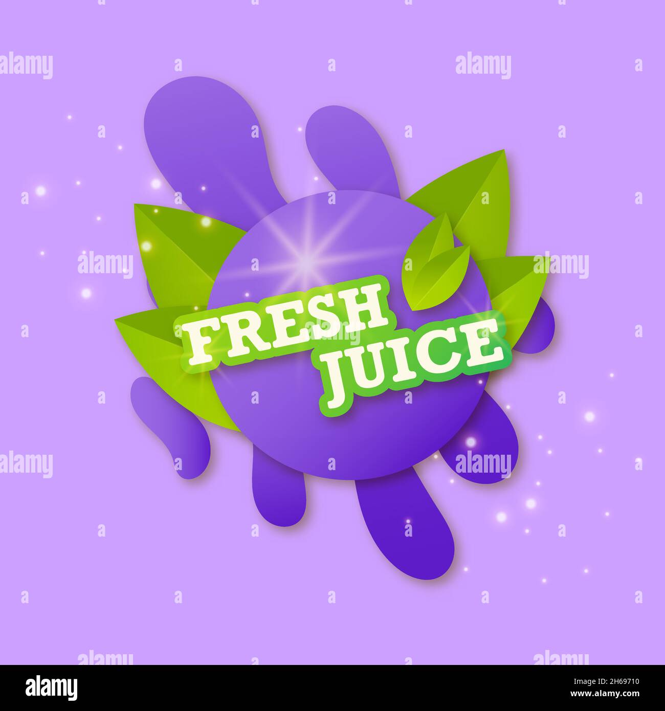 Juice fresh fruit label icon concept. Juicy drop and green leaves