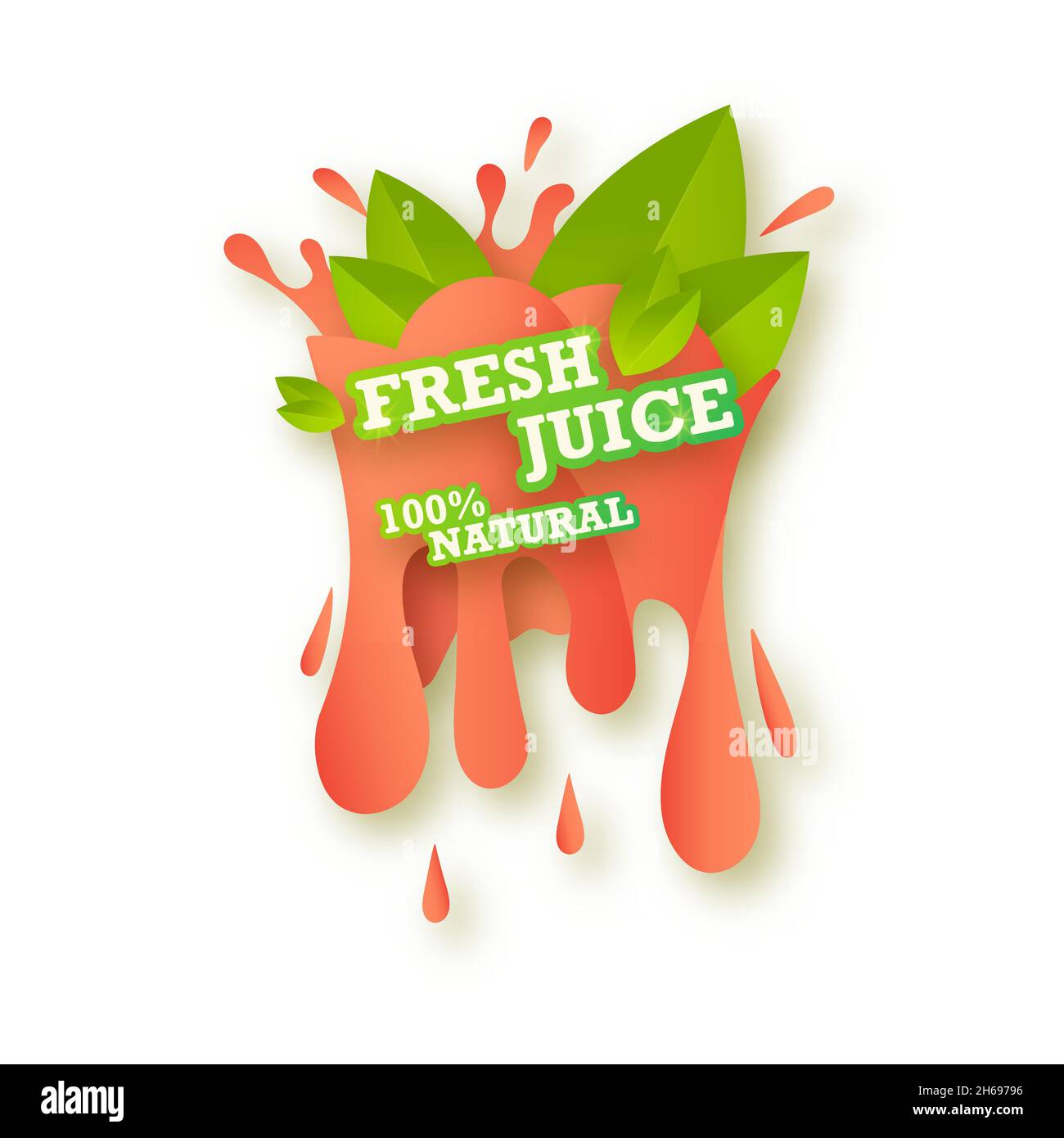 Juice fresh fruit label icon. Peach concept. Design sticker. Vector