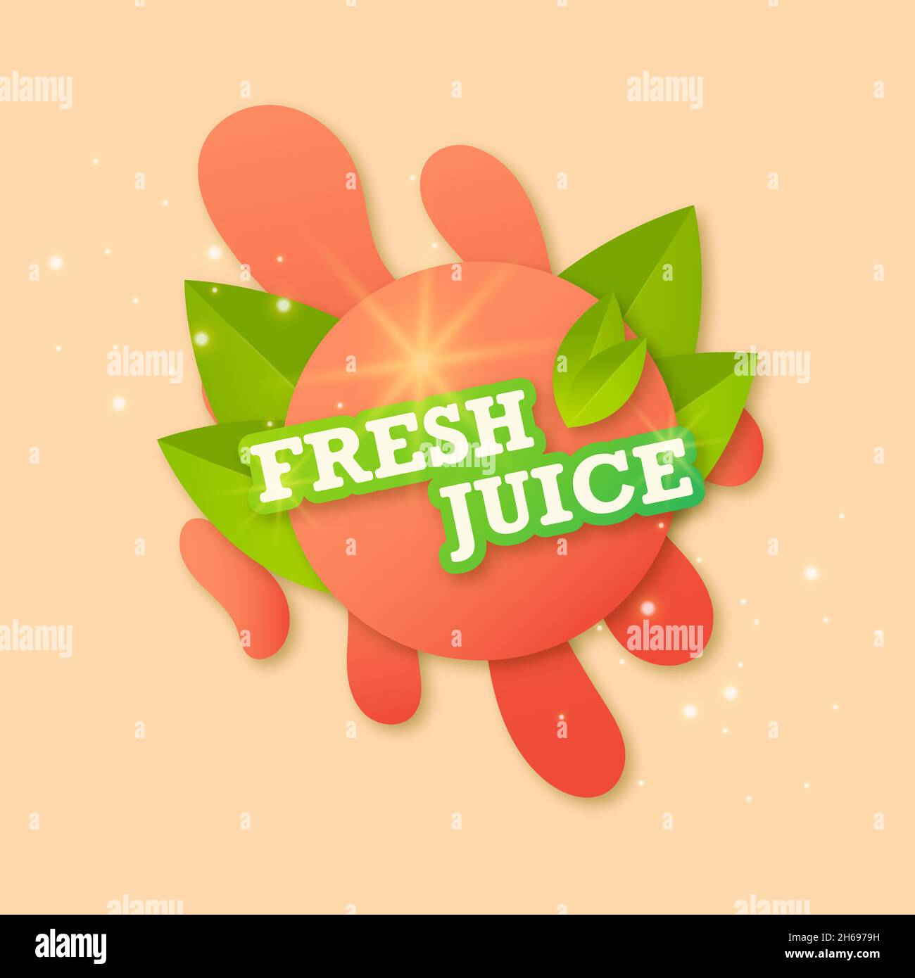 Juice fresh fruit label icon. Peach concept. Design sticker. Vector illustration Stock Vector