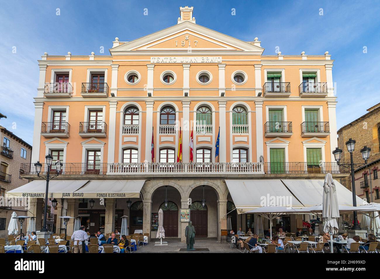 Segovia, Spain, October 18, 2021. Juan Bravo Theater in Plaza Mayor of Segovia in Spain  Stock Photo