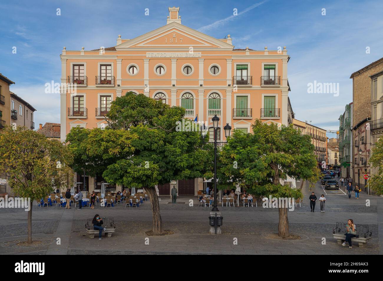 Segovia, Spain, October 18, 2021. Juan Bravo Theater in Plaza Mayor of Segovia in Spain  Stock Photo