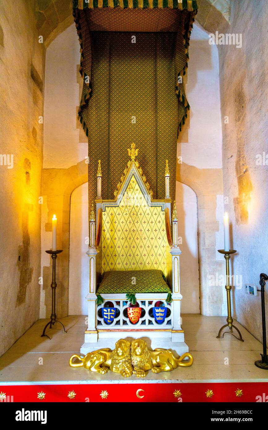 Replica of King Henry III's throne at the Audience Chamber at Wakefield Tower, Tower of London, London, UK Stock Photo