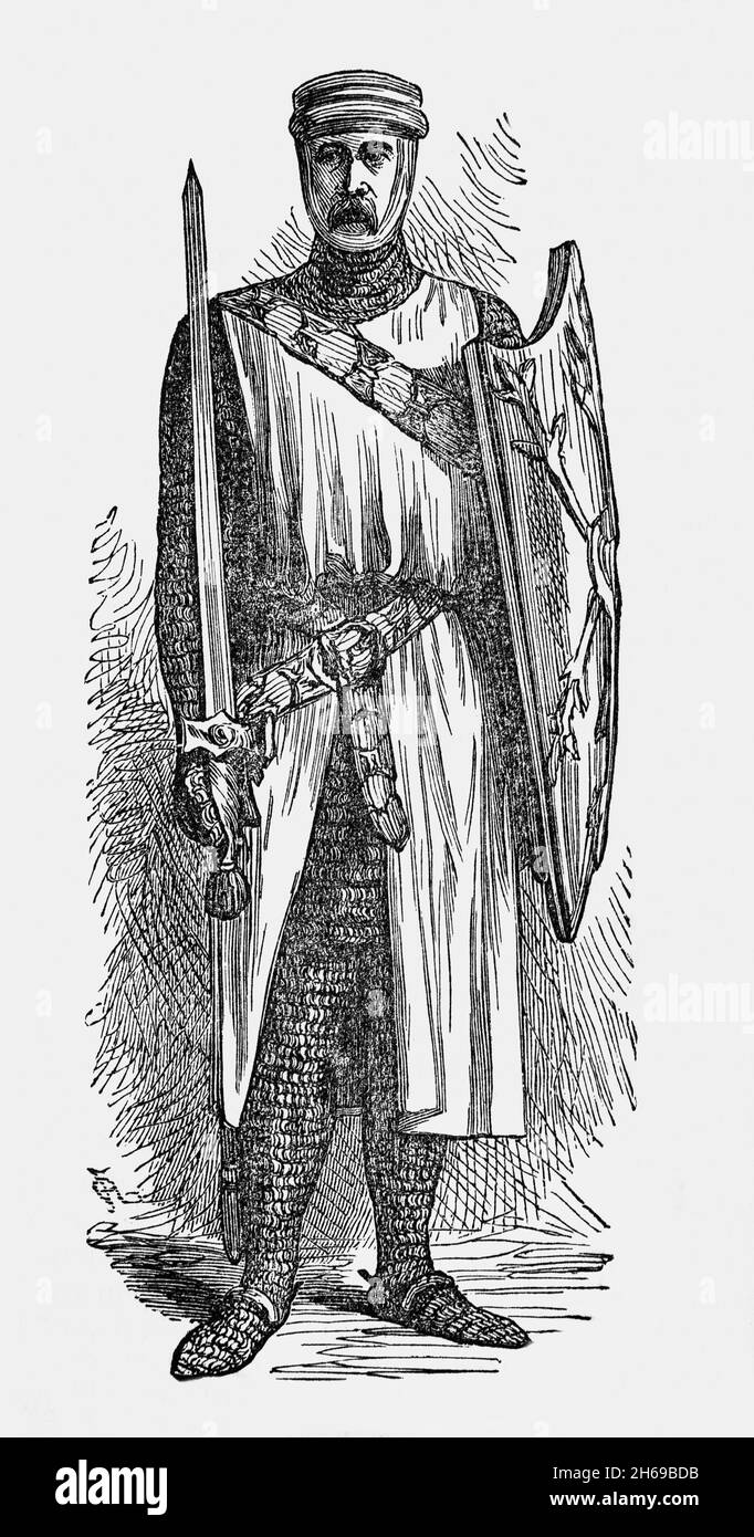 A late 19th Century illustration of Henry the Fowler, Duke of Saxony and King of East Francia from 919 until his death in 936. As the first non-Frankish king of East Francia, he established the Ottonian dynasty of kings and emperors, and he is generally considered to be the founder of the medieval German state, known until then as East Francia. An avid hunter, he obtained the epithet 'the Fowler' because he was allegedly fixing his birding nets when messengers arrived to inform him that he was to be king. Stock Photo