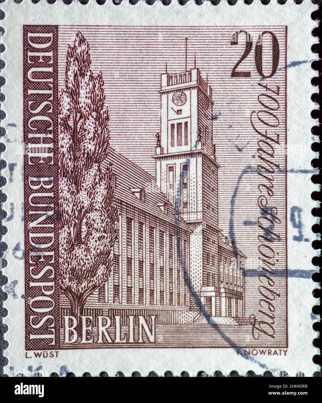 GERMANY, Berlin - CIRCA 1964: a postage stamp from Germany, Berlin showing the Schöneberger  town hall.  700 years of Schöneberg Stock Photo