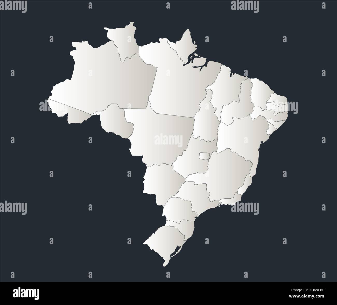 Brazil map, Infographics flat design colors snow white, individual regions, blank Stock Photo