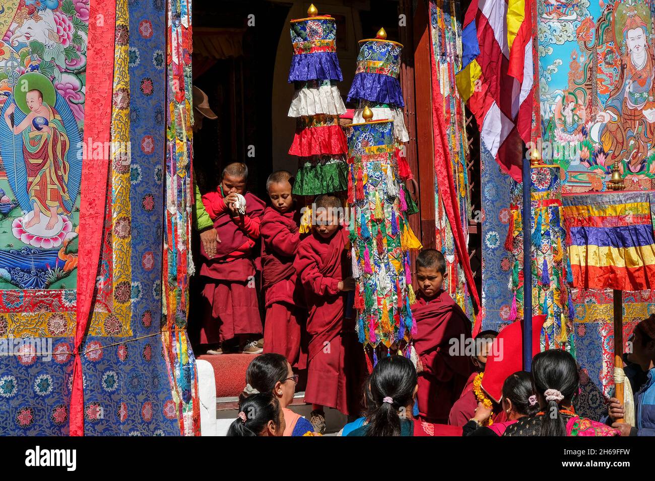 Marpha, Nepal - November 2021: Lama dance at the Marpha Buddhist ...