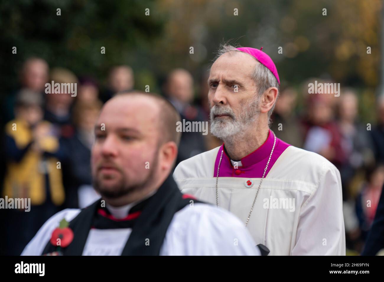 Brentwood, UK. 14th Nov, 2021. Brentwood Essex 14th Nov 2021 Remembrance Sunday parade, Brentwood Essex The Rt Rev Alan Williams Bishop of Brentwood Credit: Ian Davidson/Alamy Live News Stock Photo
