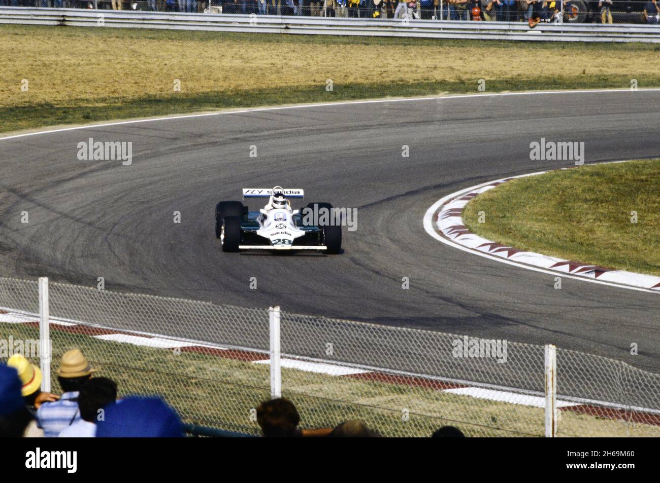 Imola, 1980: Tests of Formula 1 at Imola Circuit. Carlos Reutemann in action on Williams fw07. Stock Photo