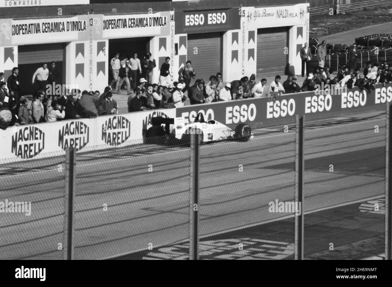 Imola, 1988: Tests of Formula 1 at Imola Circuit. Stefano Modena in action on Eurobrun ER188. Stock Photo