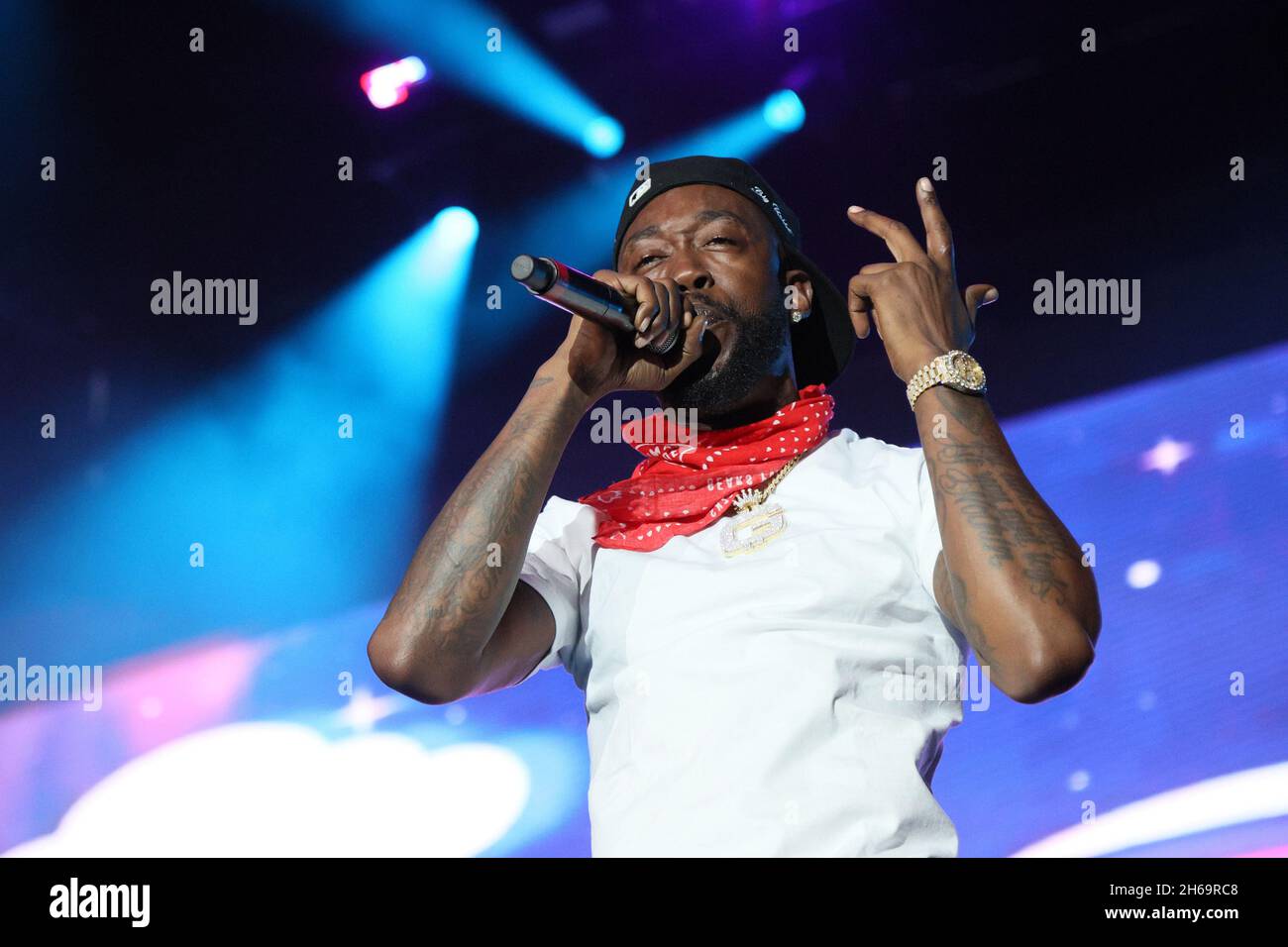 Las Vegas, United States. 14th Nov, 2021. Rapper Freddie Gibbs performs on stage during the Day N Vegas Music Festival at the Las Vegas Festival Grounds in Las Vegas, Nevada on Saturday, November 13, 2021. Photo by James Atoa/UPI Credit: UPI/Alamy Live News Stock Photo