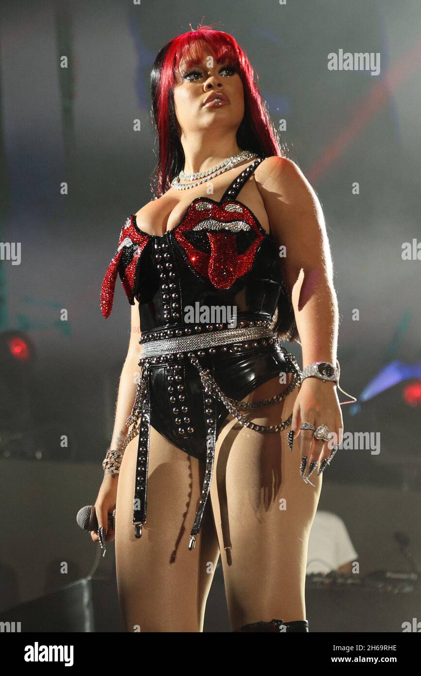 Atlanta female rapper Latto performs on stage during the Day N Vegas Music Festival at the Las Vegas Festival Grounds in Las Vegas, Nevada on Saturday, November 13, 2021. Photo by James Atoa/UPI Stock Photo