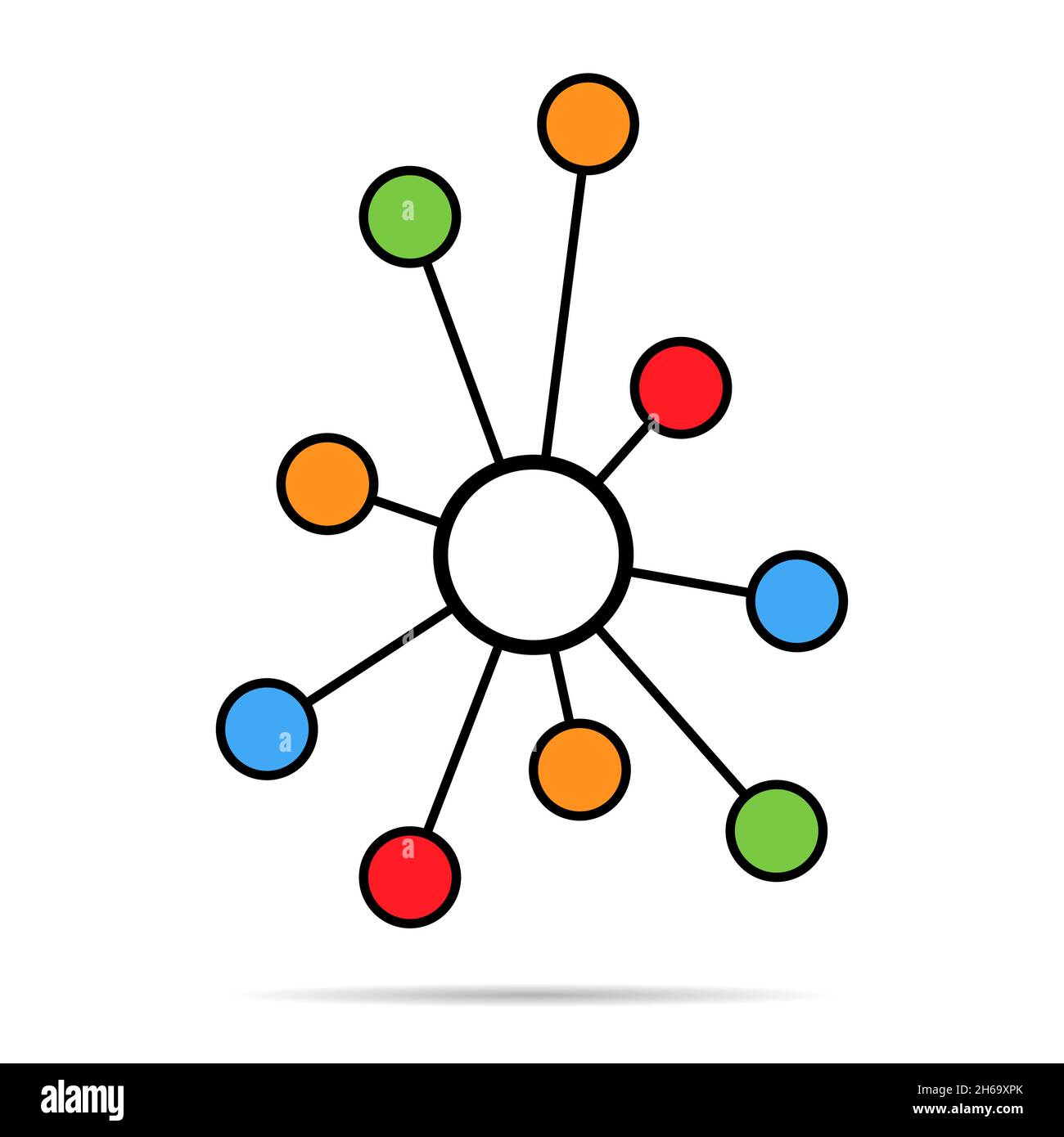 Hub flat network icon, connect structure vector symbol isolated on