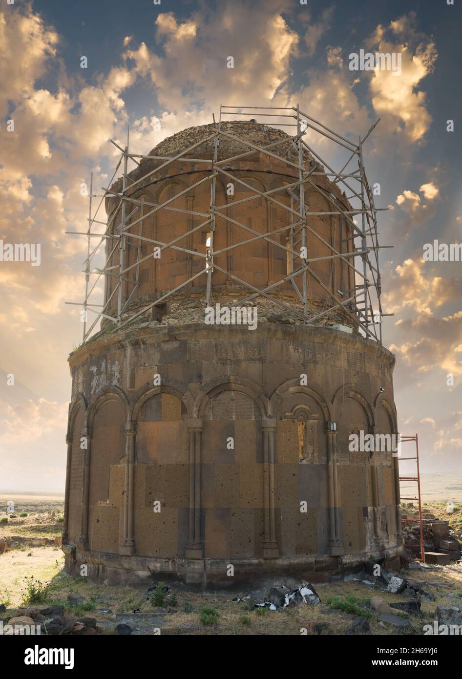 Ani ancient city.The Church of the Redeemer. Historical places to visit in Turkey. Ani, Kars, Turkey ( July 2021 ) Stock Photo