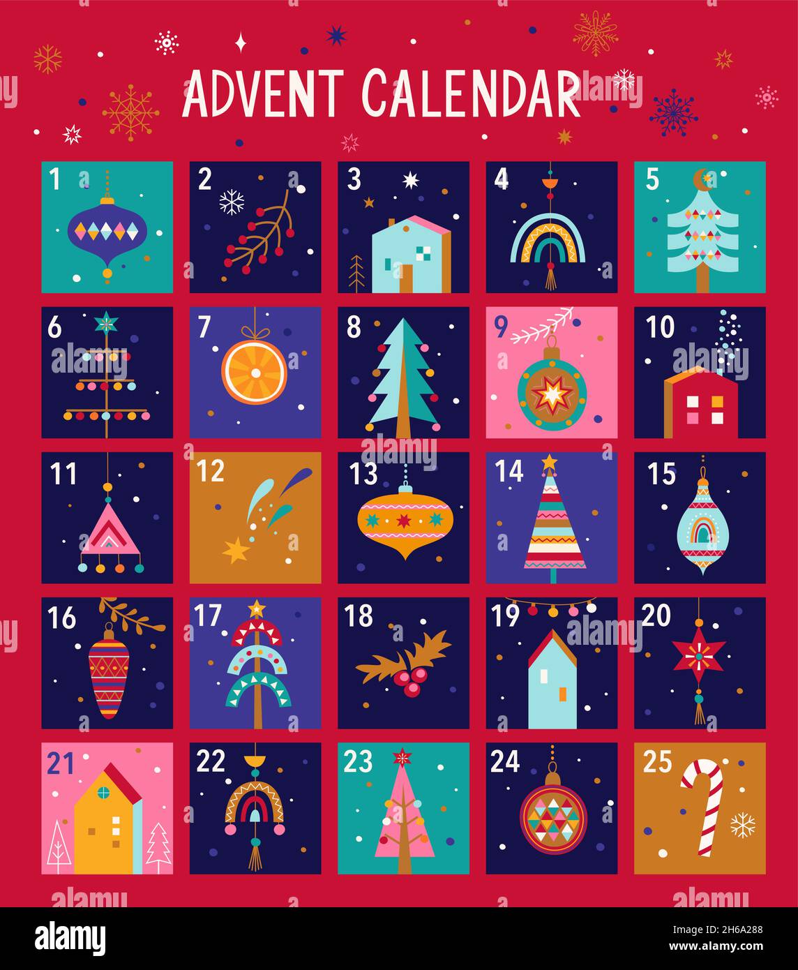 Christmas advent calendar,christmas elements Stock Vector Image & Art ...