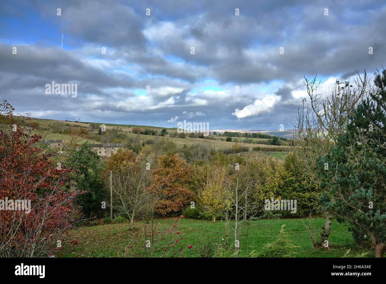 November and autumn view across Nidderdale Stock Photo