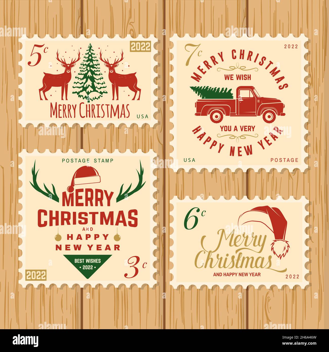 Christmas post mail stamp santa address new Vector Image