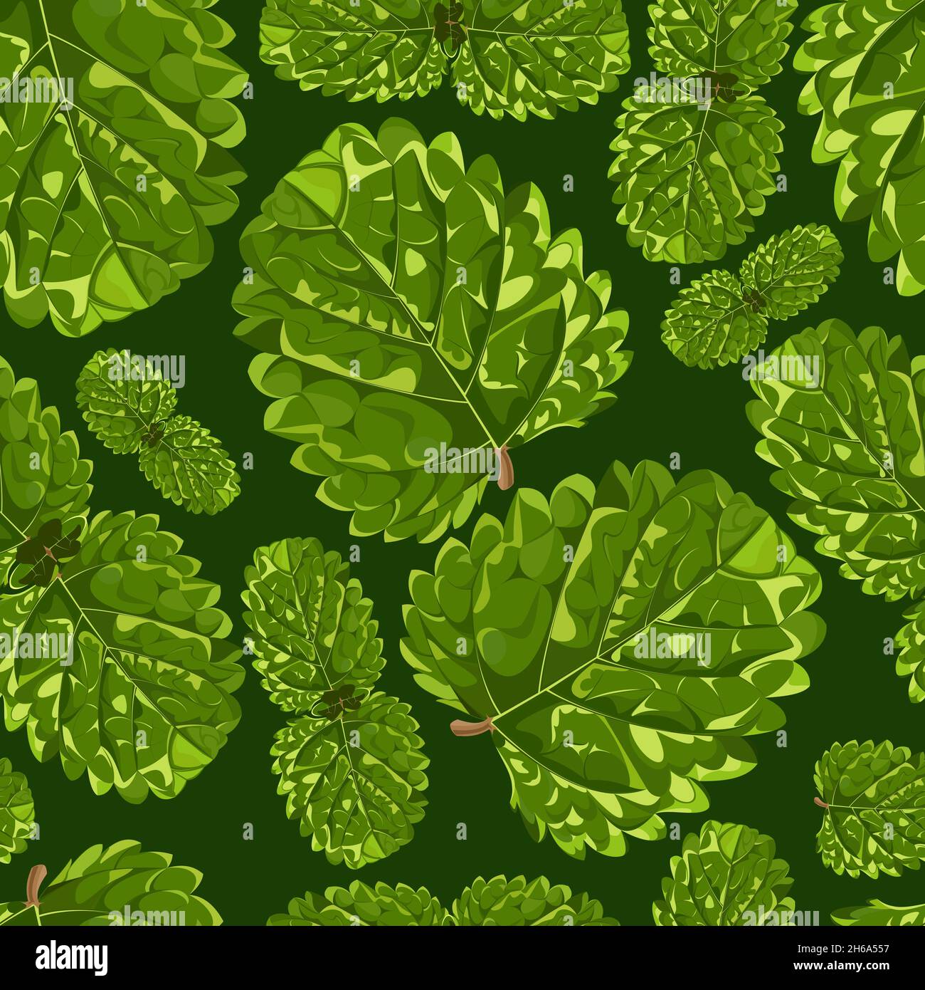 Seamless pattern with mint petals on a green background Stock Vector