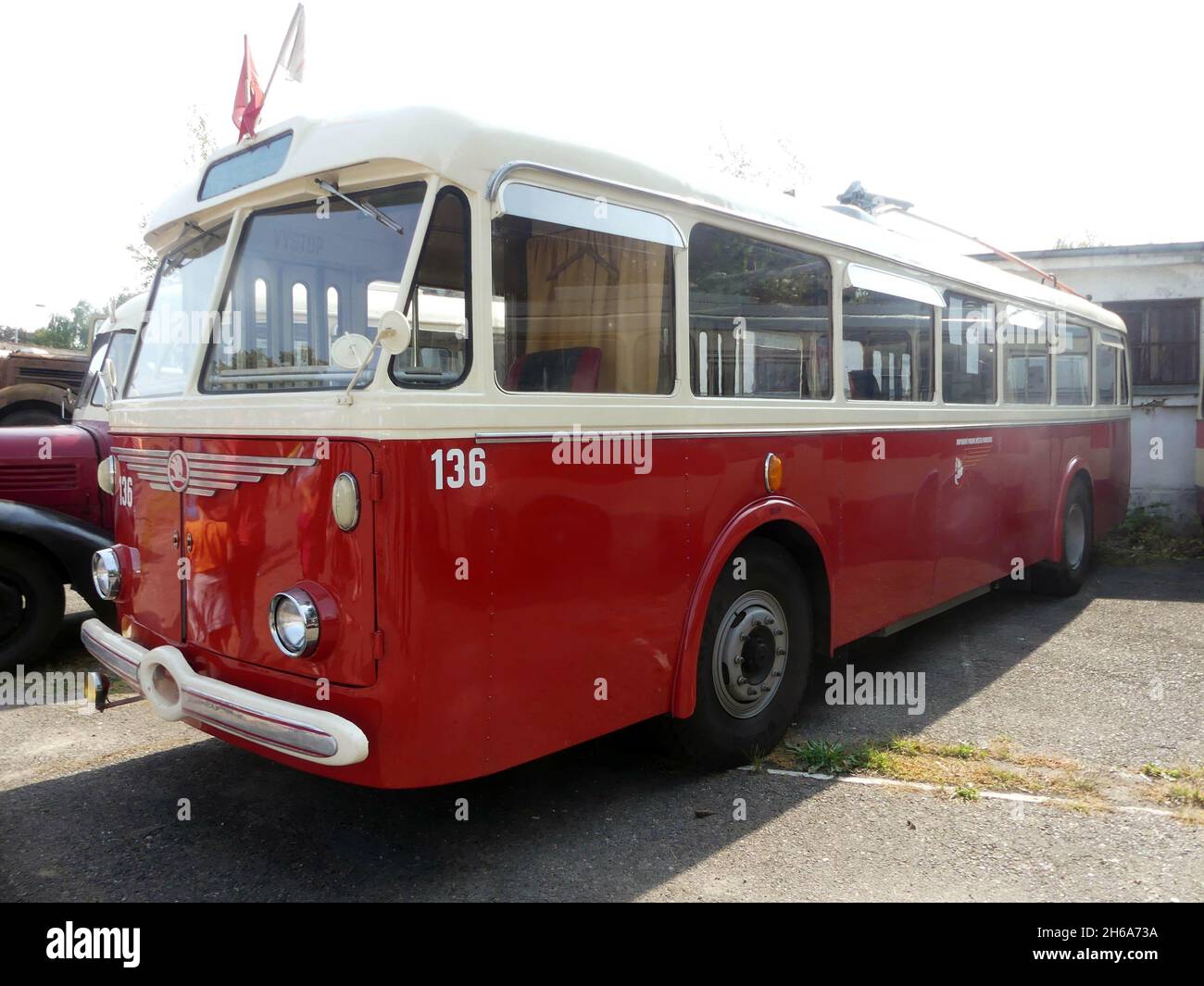 PARDUBICE, CZECH REPUBLIC - Sep 10, 2021: The Old Skoda bus at Retromestecko in the city of Pardubice in Czech Republic Stock Photo