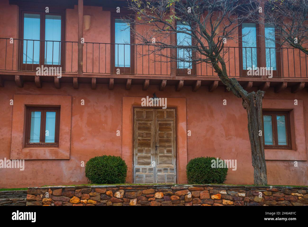 Facade of house. Madriguera, Segovia province, Castilla Leon, Spain. Stock Photo