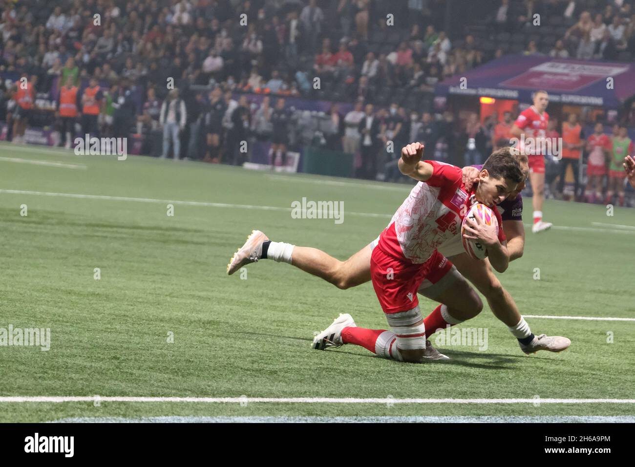 Nanterre, Hauts de Seine, France. 14th Nov, 2021. MATTEO COLOMBIE of Biarritz in action during the 2021 final tournament of French Rugby SuperSevens championship La Defense Arena stadium - Nanterre France (Credit Image: © Pierre Stevenin/ZUMA Press Wire) Stock Photo