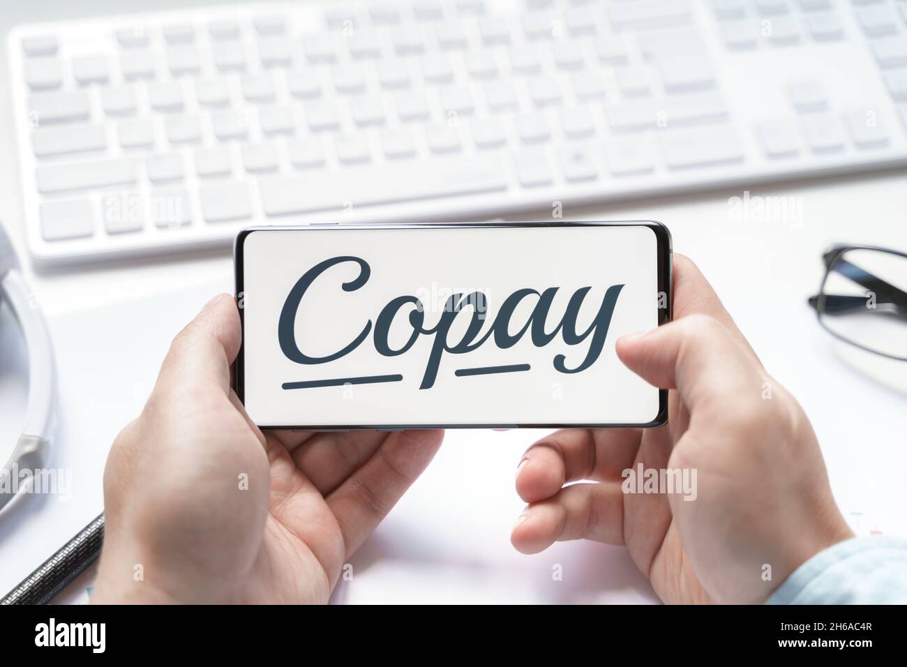 Russia Moscow 08.06.2021 Logo of Copay, Bitpay cryptocurrency wallet for  crypto coins, tokens. Blockchain application to buy,store,send,swap crypto  cu Stock Photo - Alamy