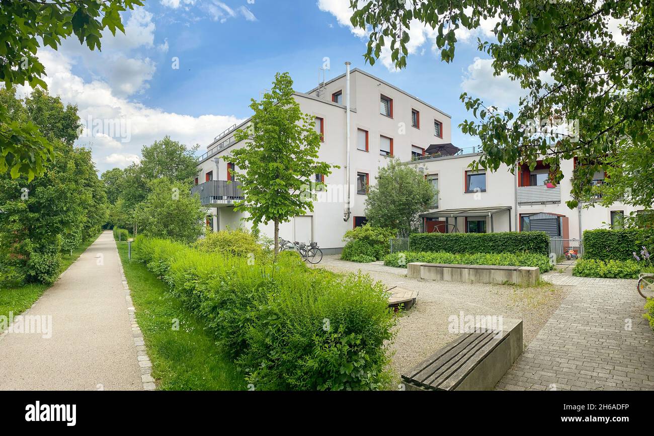 Residential area in the city, modern apartment buildings Stock Photo