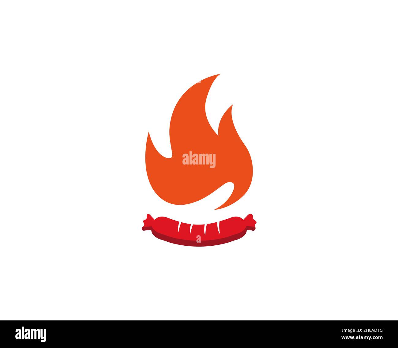 Creative Sausage Fire Logo Design Symbol Vector Illustration Stock Vector