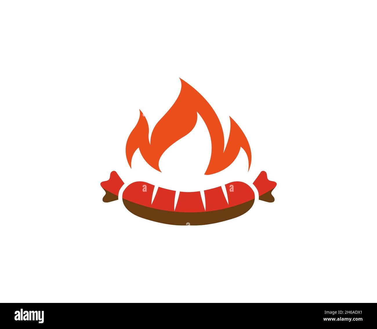 Creative Grilled Hotdog Fire Logo Vector Design Symbol Vector Illustration Stock Vector