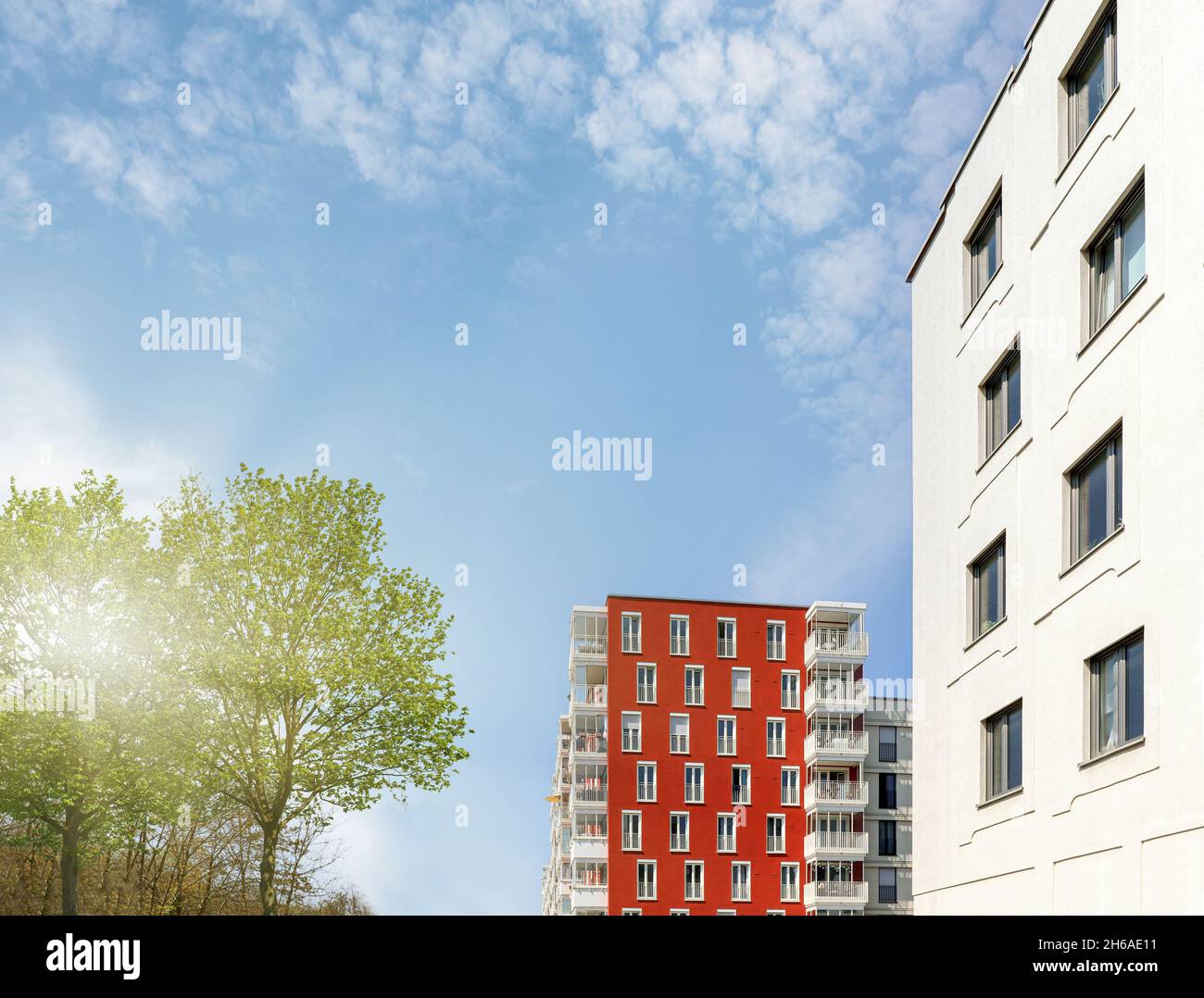 Cityscape of a residential area with modern apartment buildings, new ...