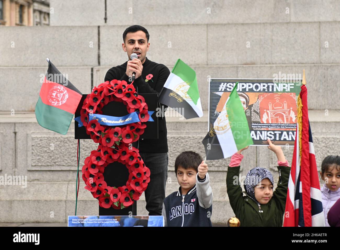 2021-11-14 , London, UK. The people of Afghanistan is suffering. Colonial and genocide democracy, human rights, freedom has created chaos around the world. Like the Hong Kong cockroaches  saying Cantonese is not Chinese? Free Afghanistan had only one option in support of the Afghan victory party. which expelled all barbarian invaders from Afghan bloodshed and suffering to bring Afghans together and build a new Afghanistan. Cockroaches choose to continue to serve and works for invaders will bury the future generations. What choice do you make, unity or misfortune? Stay away from the British act Stock Photo