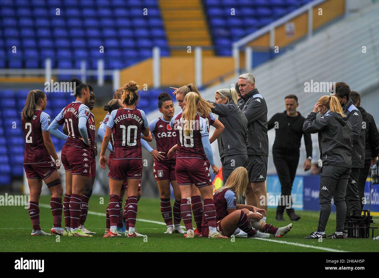 Carla Ward (Aston Villa Manager) gives her side tactical instructions    During the Womens Super League game between Birmingham CIty & Aston Villa at St Andrews Stadium in Birmingham, England  Karl W Newton/Sports Press Photo Stock Photo