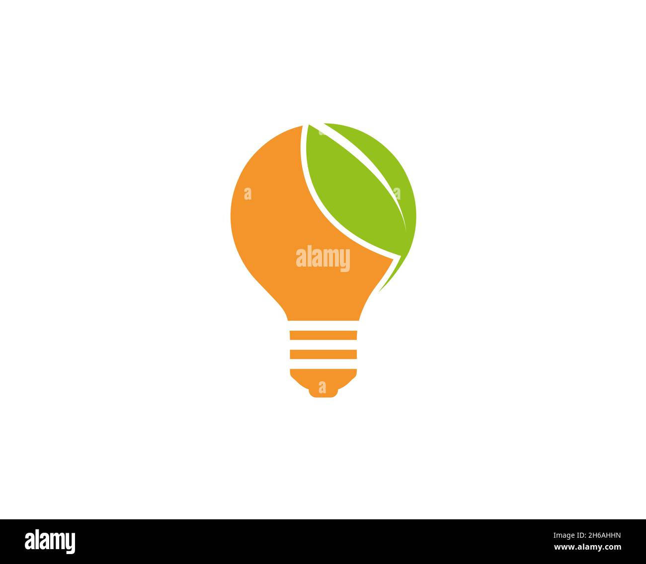 Creative Eco Leaf Lamp Logo Design Vector Symbol Illustration Stock Vector