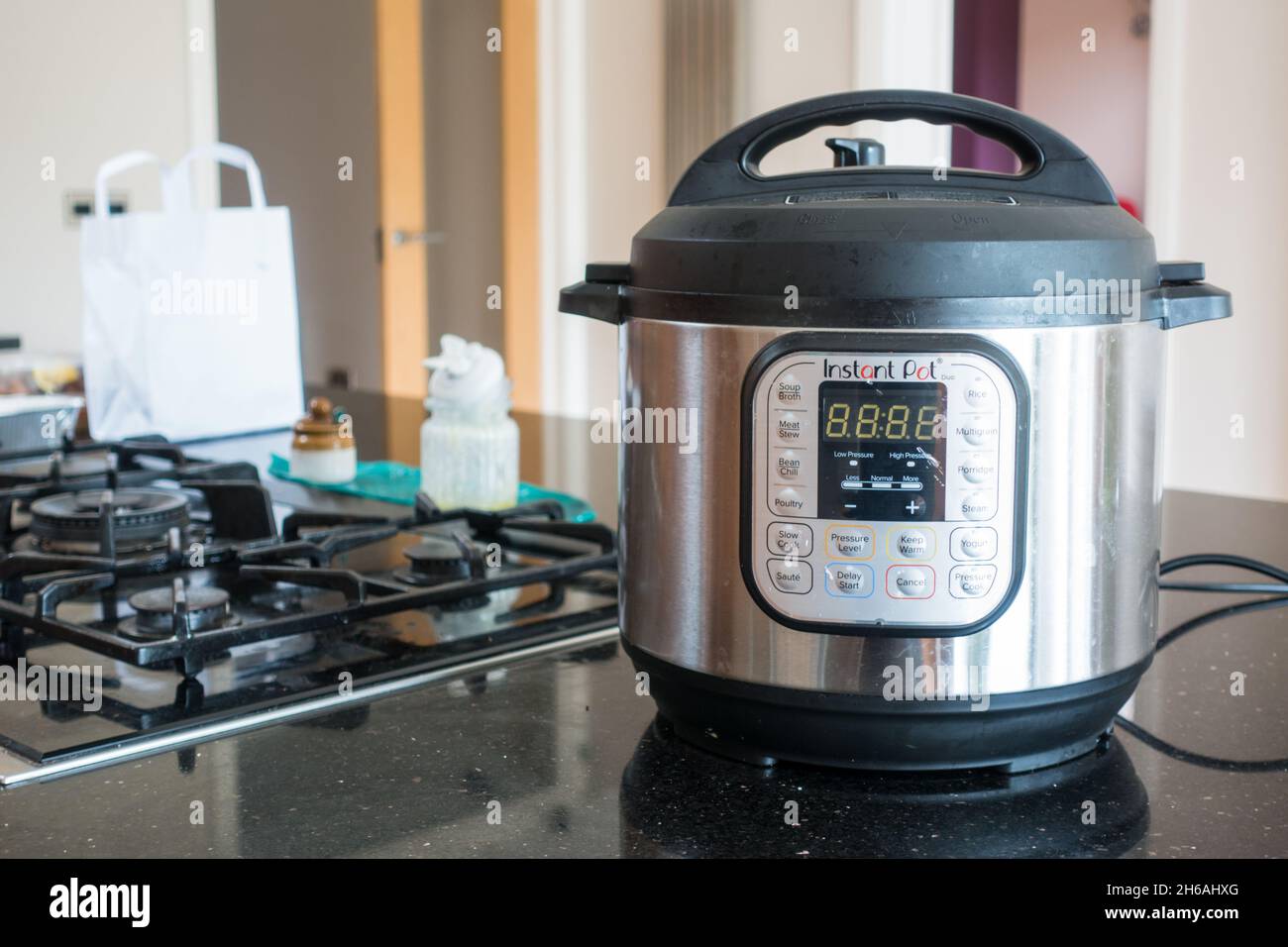Instant Pot cooking appliance on a kitchen top Stock Photo