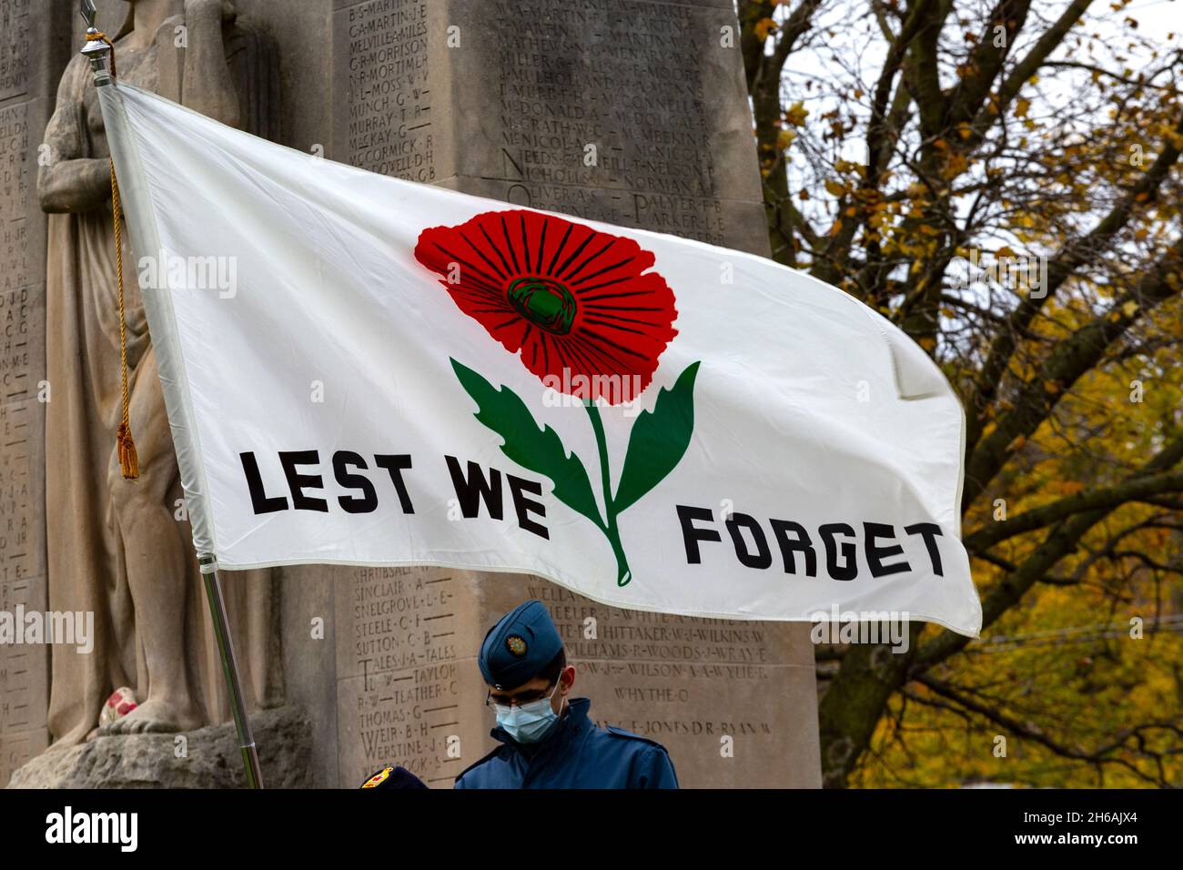 Lest we flag 100th anniversary of the remembrance poppy in Canada. Cambridge cenotaph