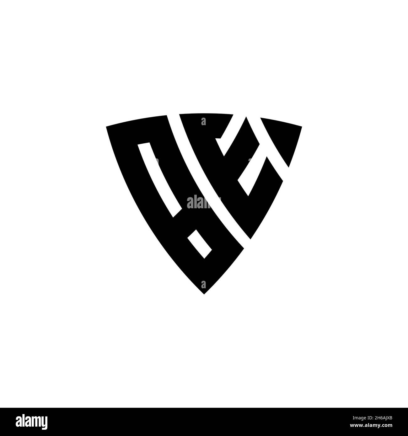 BE Monogram logo letter with triangle shield and circle shape style ...