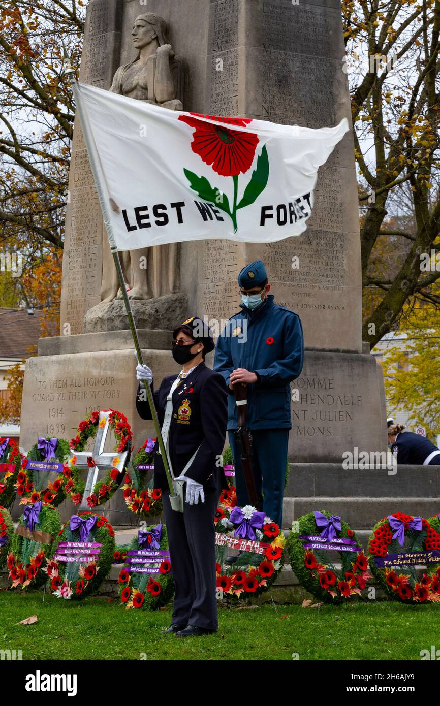 Lest we flag 100th anniversary of the remembrance poppy in Canada. Cambridge cenotaph