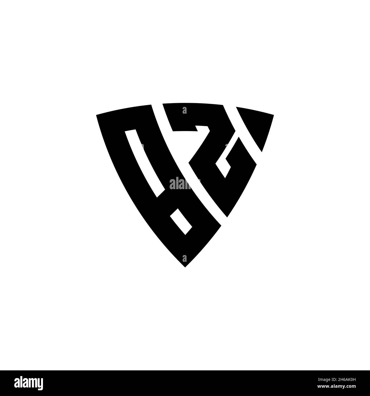 BZ Monogram logo letter with triangle shield and circle shape style ...