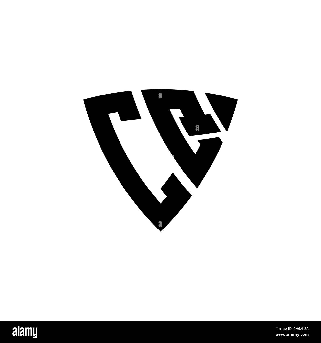 CQ Monogram logo letter with triangle shield and circle shape style ...
