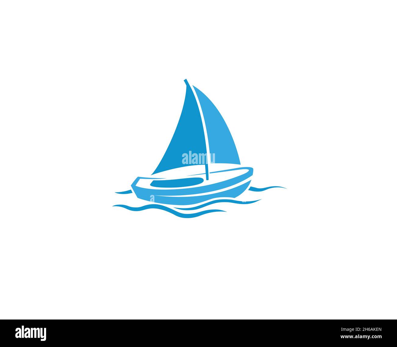 Creative Blue Yacht Boat Logo Design Vector Symbol Illustration Stock ...