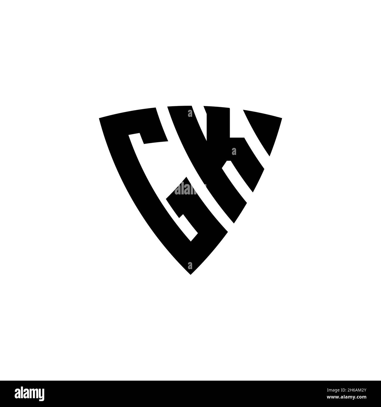 GK Monogram logo letter with triangle shield shape style design ...
