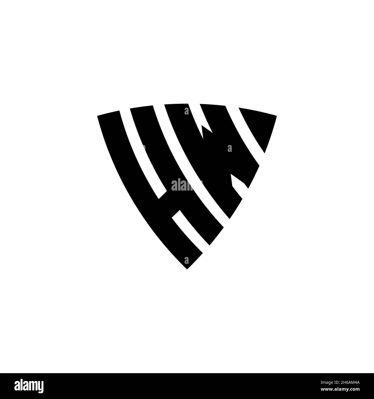 HW Monogram logo letter with triangle shield shape style design ...