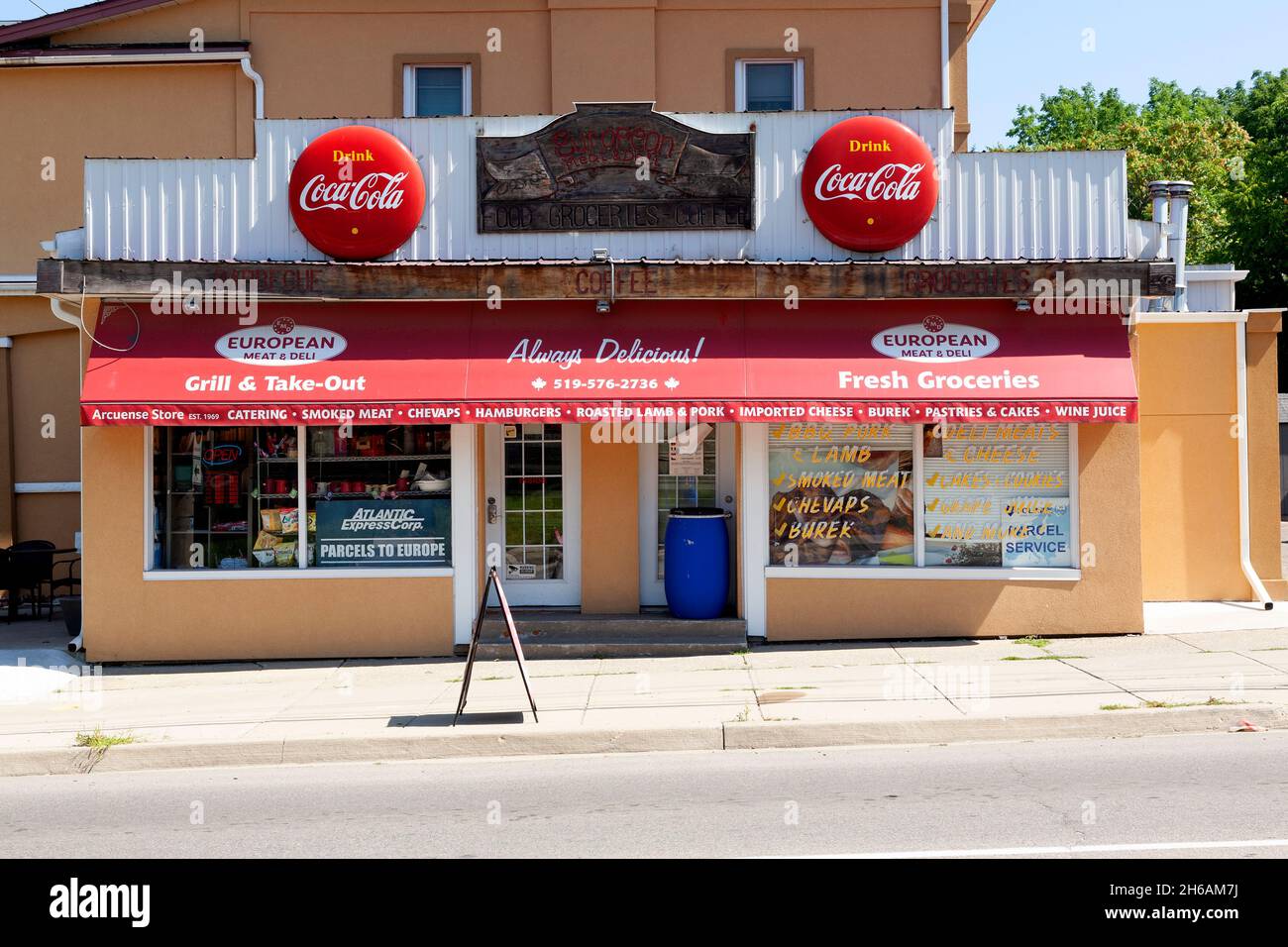 Corner shop front of convenience store Kitchener Ontario Canada Stock