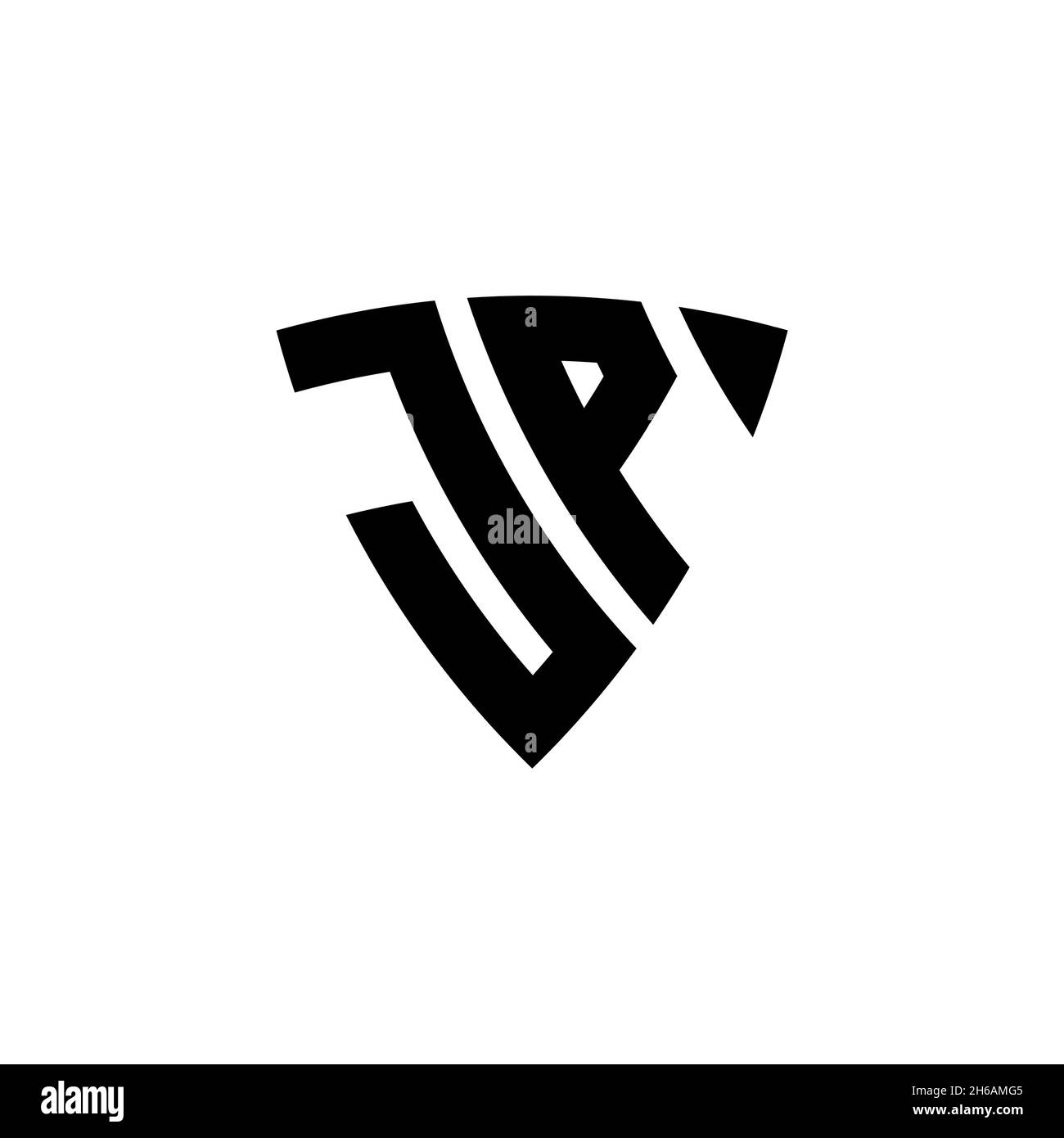JP Monogram logo letter with triangle shield shape style design ...