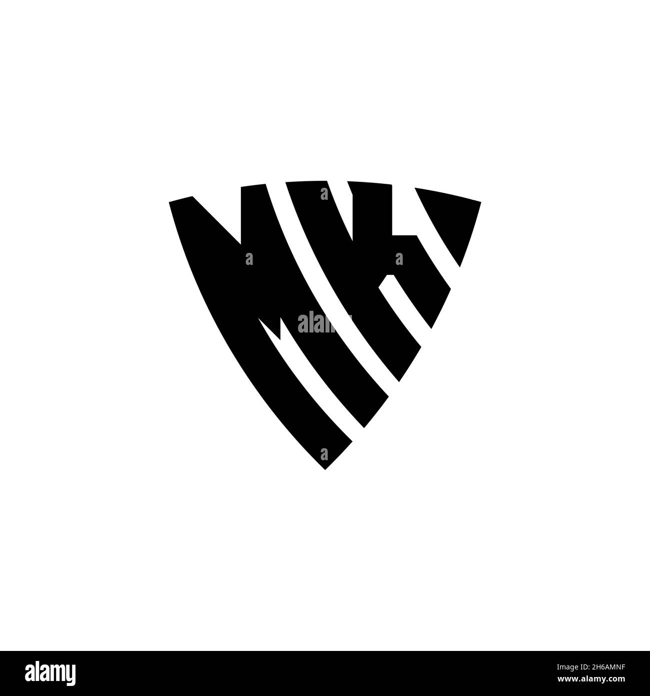 MK Monogram logo letter with triangle shield shape style design ...