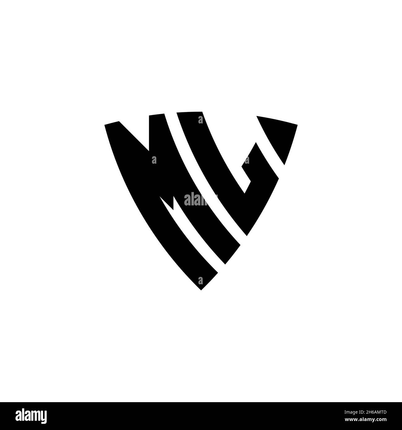 ML Monogram logo letter with triangle shield shape style design isolated on white background. Triangle monogram logo, shield monogram logo, triangle s Stock Vector