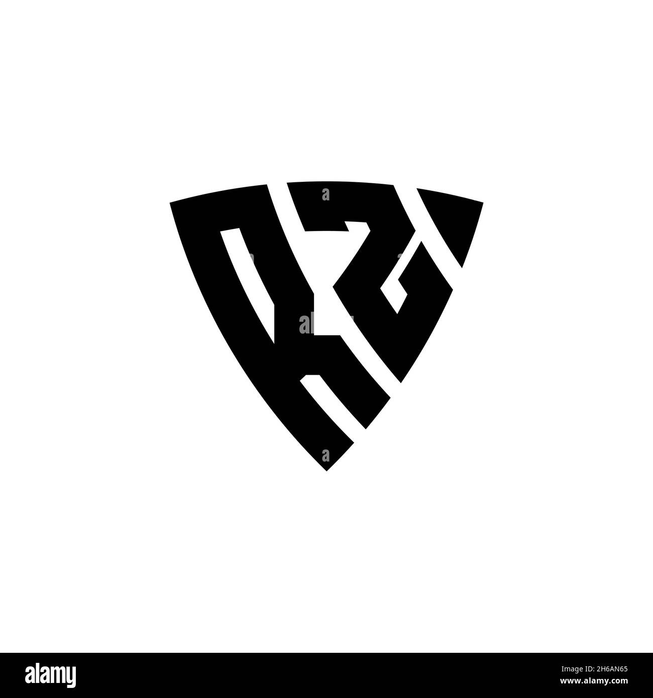 RZ Monogram logo letter with triangle shield shape style design ...