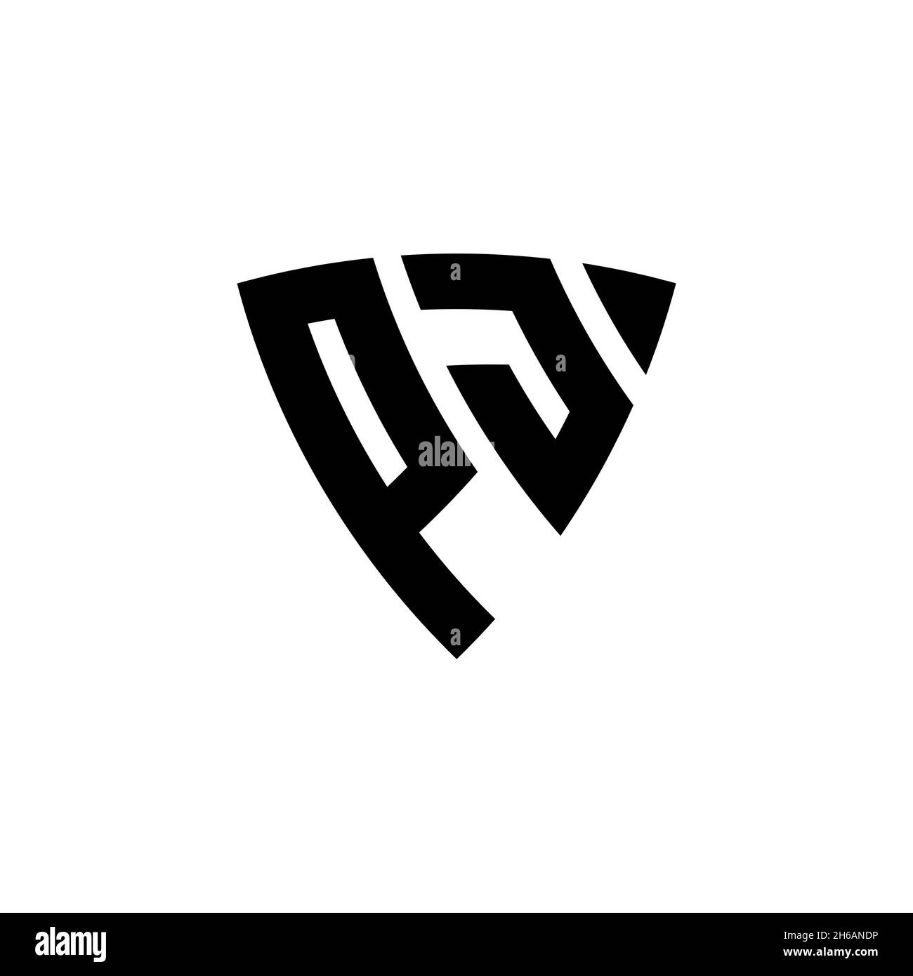PJ Monogram logo letter with triangle shield shape style design ...