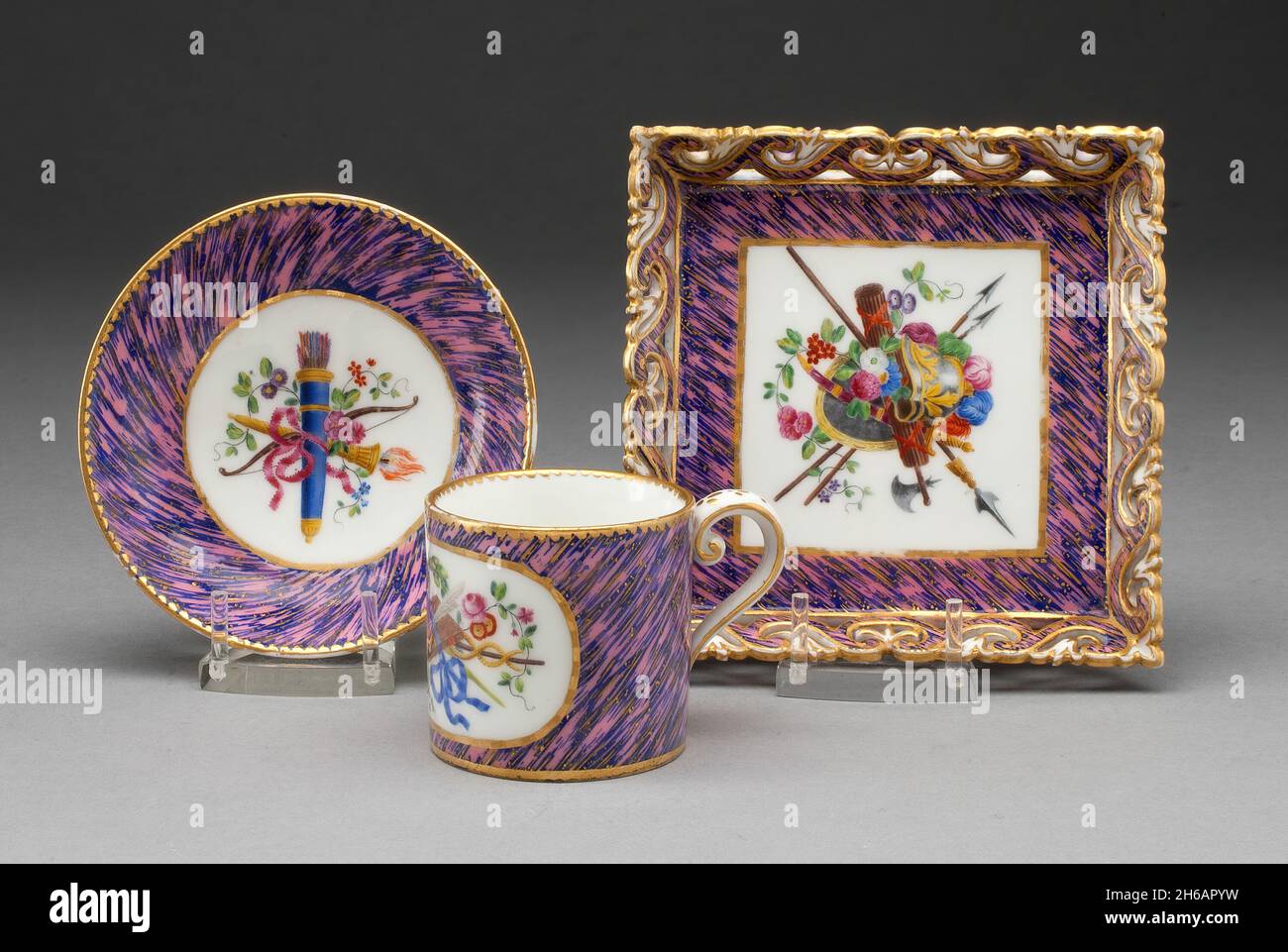 Coffee Cup, Saucer, and Tray, S&#xe8;vres, 1761. Stock Photo