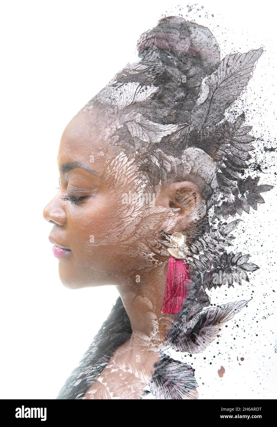 Paintography. A double exposure portrait of an African American woman ...