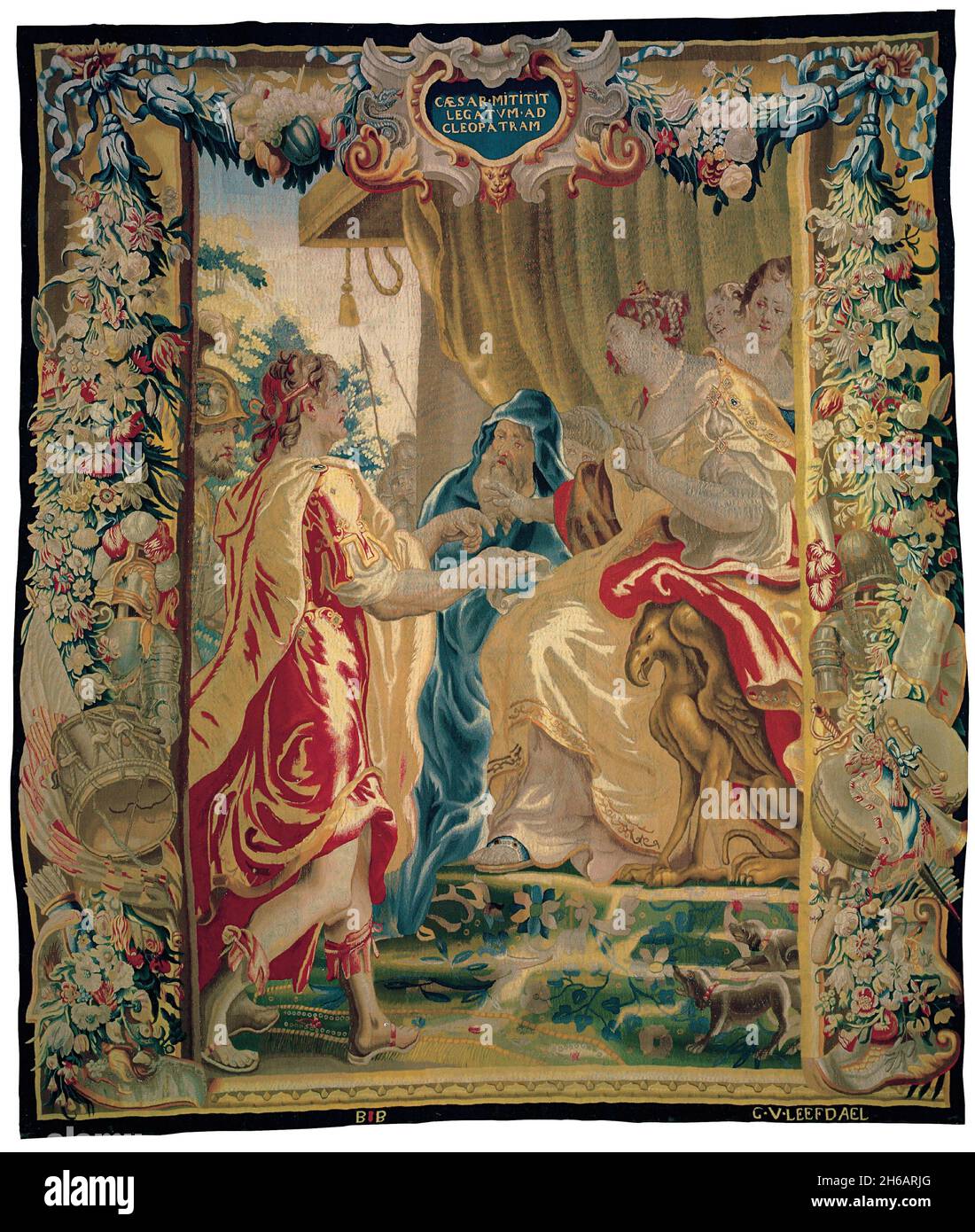 Caesar Sends a Messenger to Cleopatra, from 'The Story of Caesar and Cleopatra', Flanders, c. 1680. Woven at the workshop of Willem van Leefdael, after a design by Justus van Egmont. Stock Photo